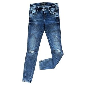 ZARA TRAFALUC Distressed Skinny Jeans Sz 00 Low Rise Ankle Stretch